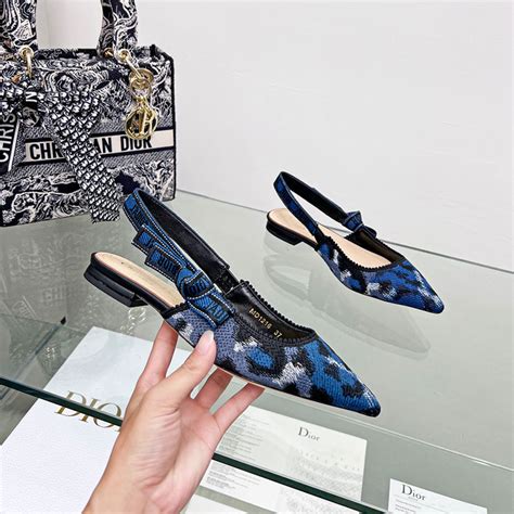 J'Adior Slingback Ballerina Flat Blue and Black Mizza 